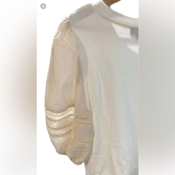 Emily Lovelock - Anthropologie White & Cream Puff Sleeve Top - Picture 8 of 9